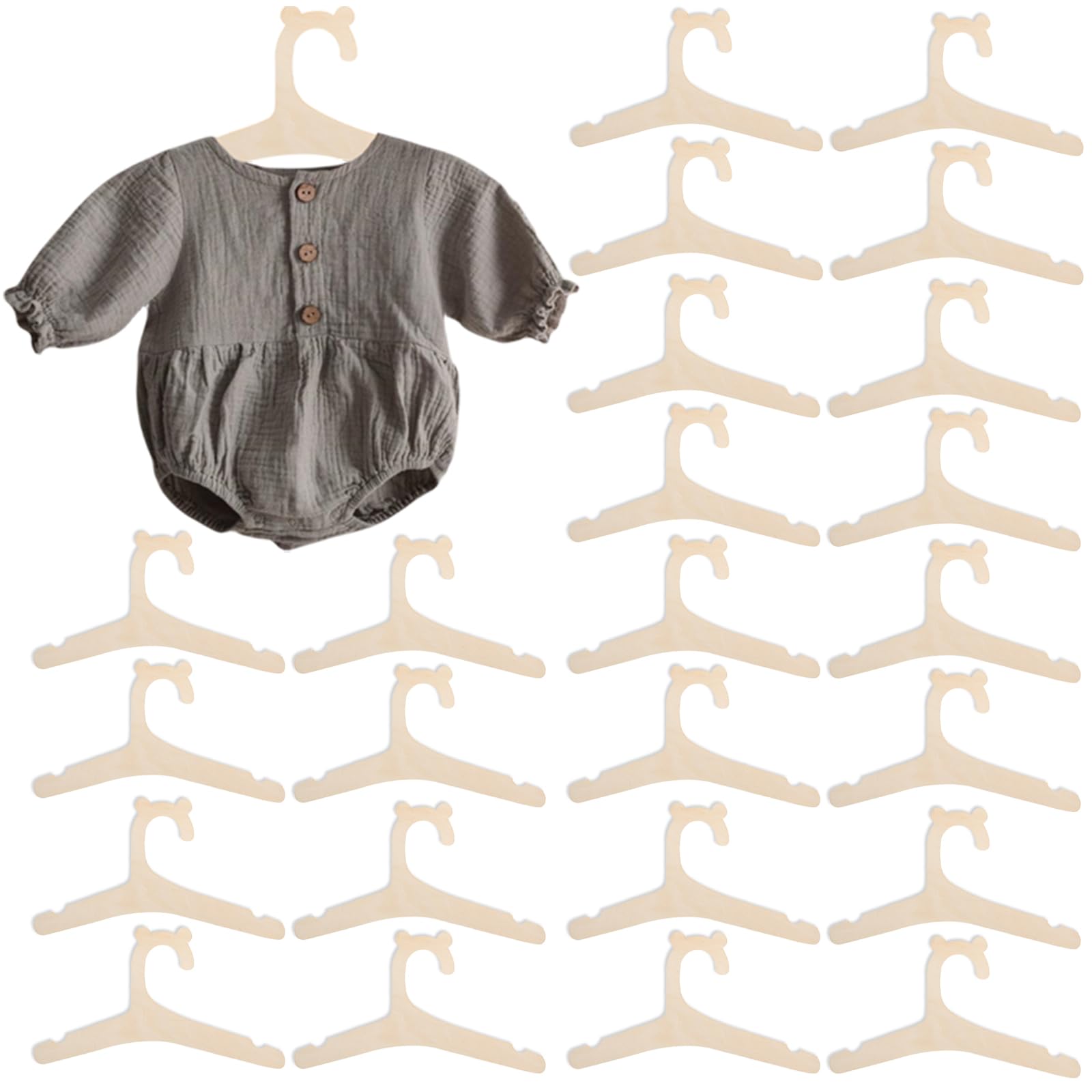 Appendiabiti per Bambini 25 Pezzi Legno Antiscivolo Impilabili Neonato