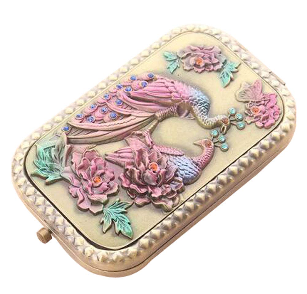 Miroir de poche ODYO paon pour ne plus rater vos retouches avec un miroir compact trop petit