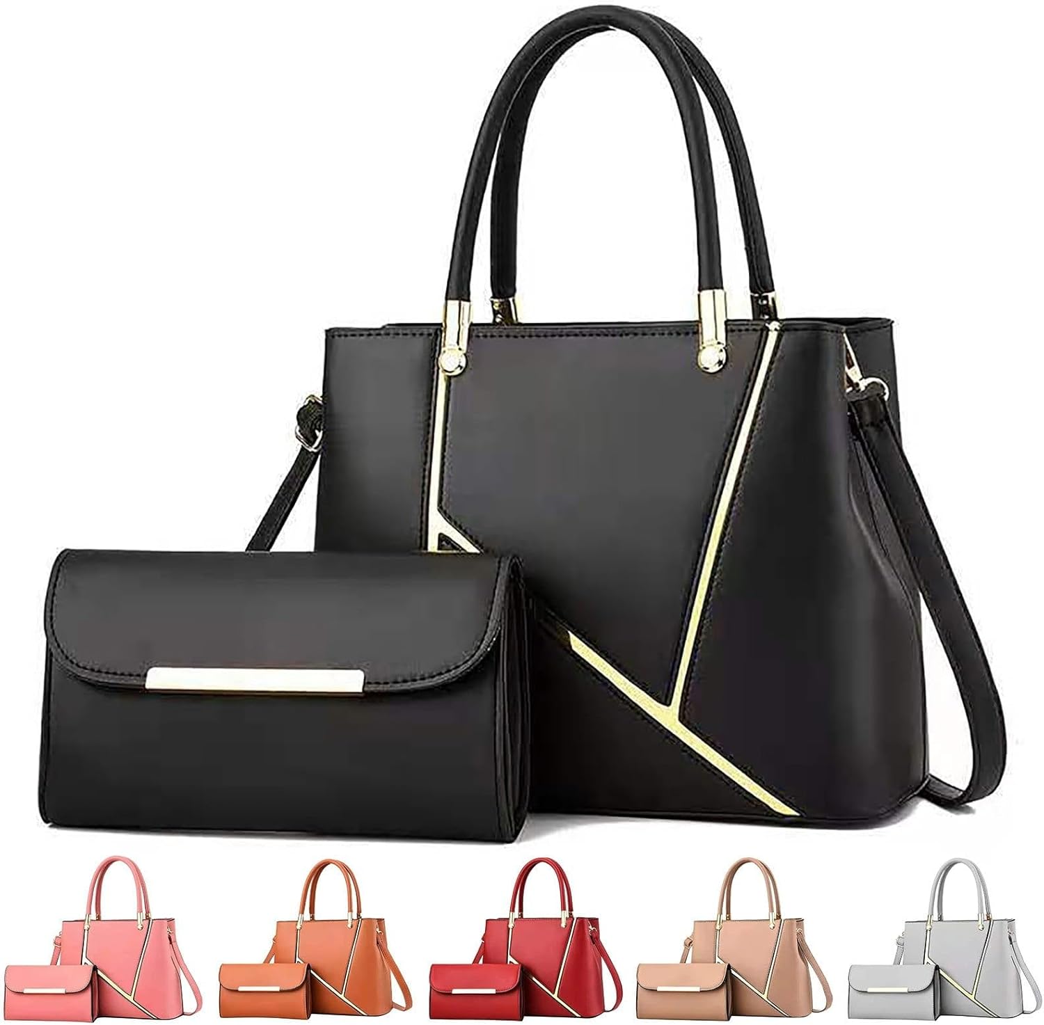 Women's Handbag Belt Shoulder Top Handle Tote Satchel Travel Work Bag with Wristlet Purse