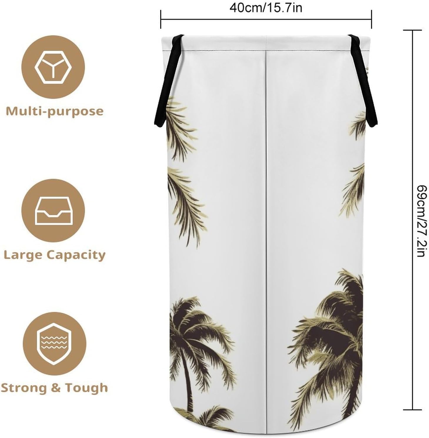 Palm Tree Large Capacity Laundry Baskets,Collapsible Clothes Hamper with Handles，Laundry Hampers for Bathroom,Bedroom,Towels