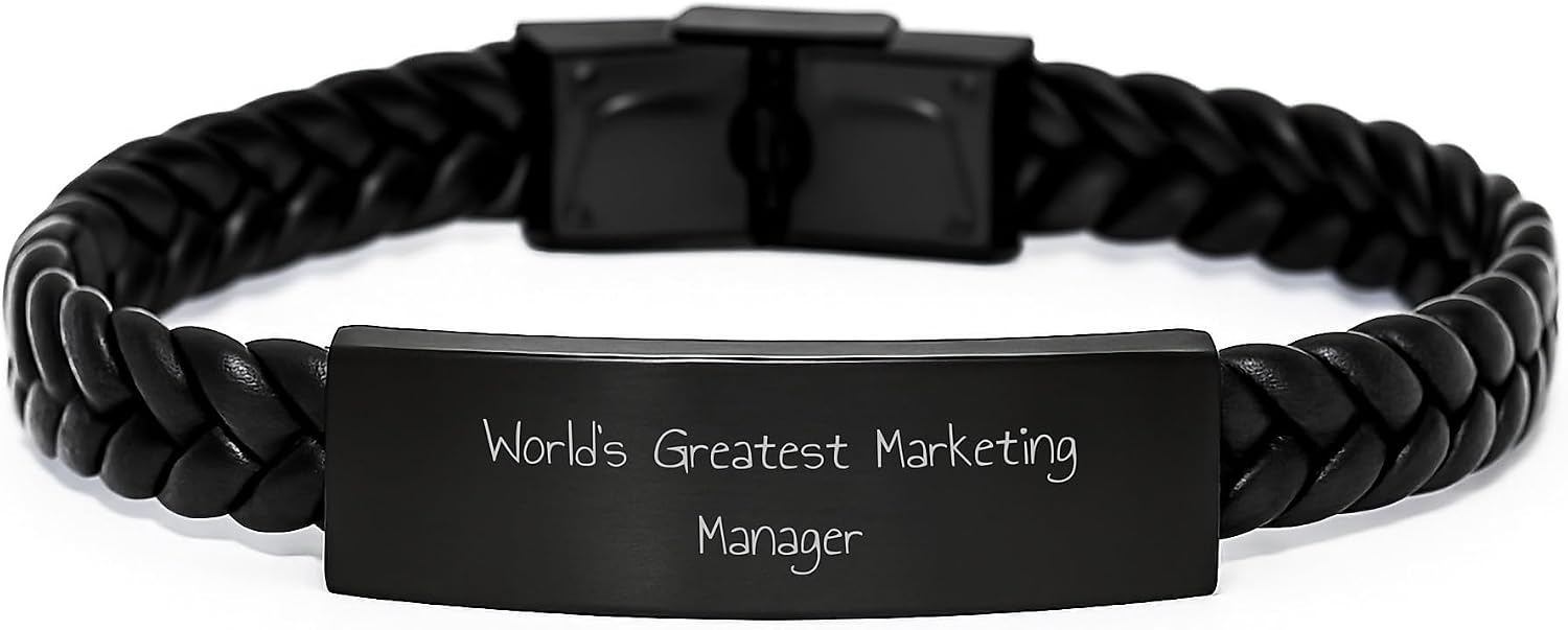 Marketing Manager Gifts, World's Greatest Quote, Interlaced Leather Bracelet for Graduation, Gifts from Friends, Gifts for Marketing Manager