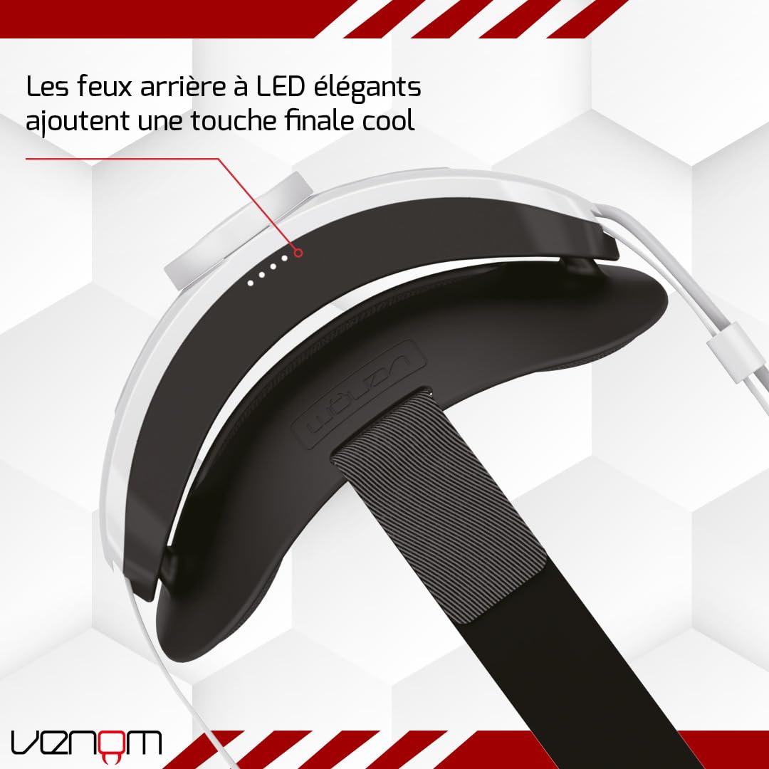 Venom Sangle d'alimentation pour Meta Quest - Bandeau rembourré avec batterie externe intégrée - Compatible avec Quest 2, Quest 3 et Quest 3S