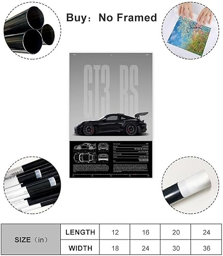 Miniatura 2 de Morden - Póster de coche para hombres, arte de pared de súper auto para niños, dormitorio, carreras, fotos, decoración de oficina, decoración del