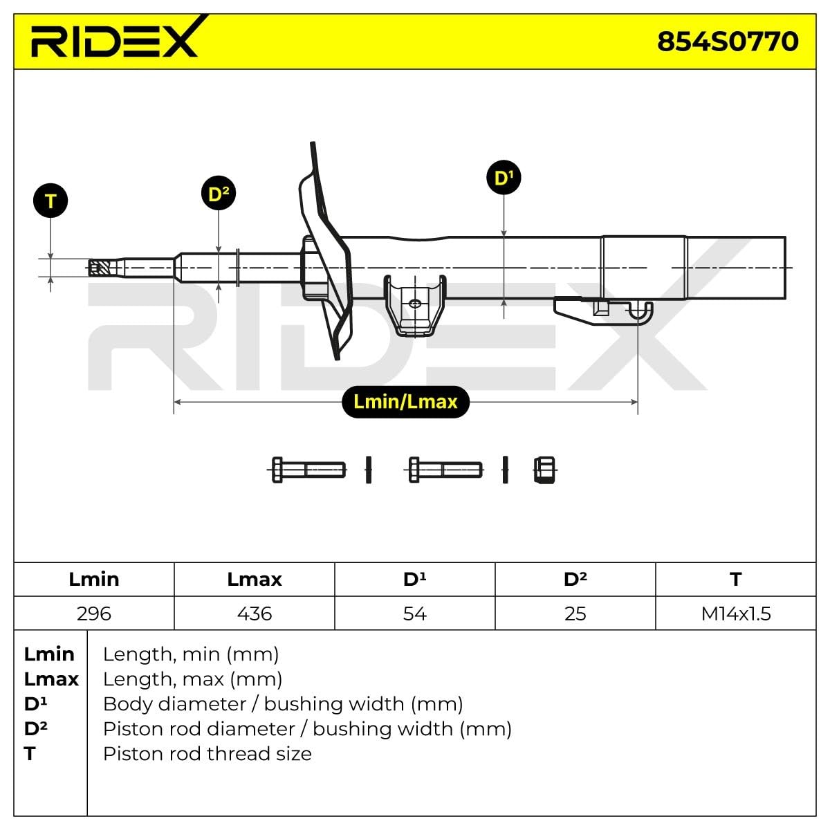 RIDEX Amortisseur Avant Gauche Pression de gaz Compatible avec BMW 7 E38
