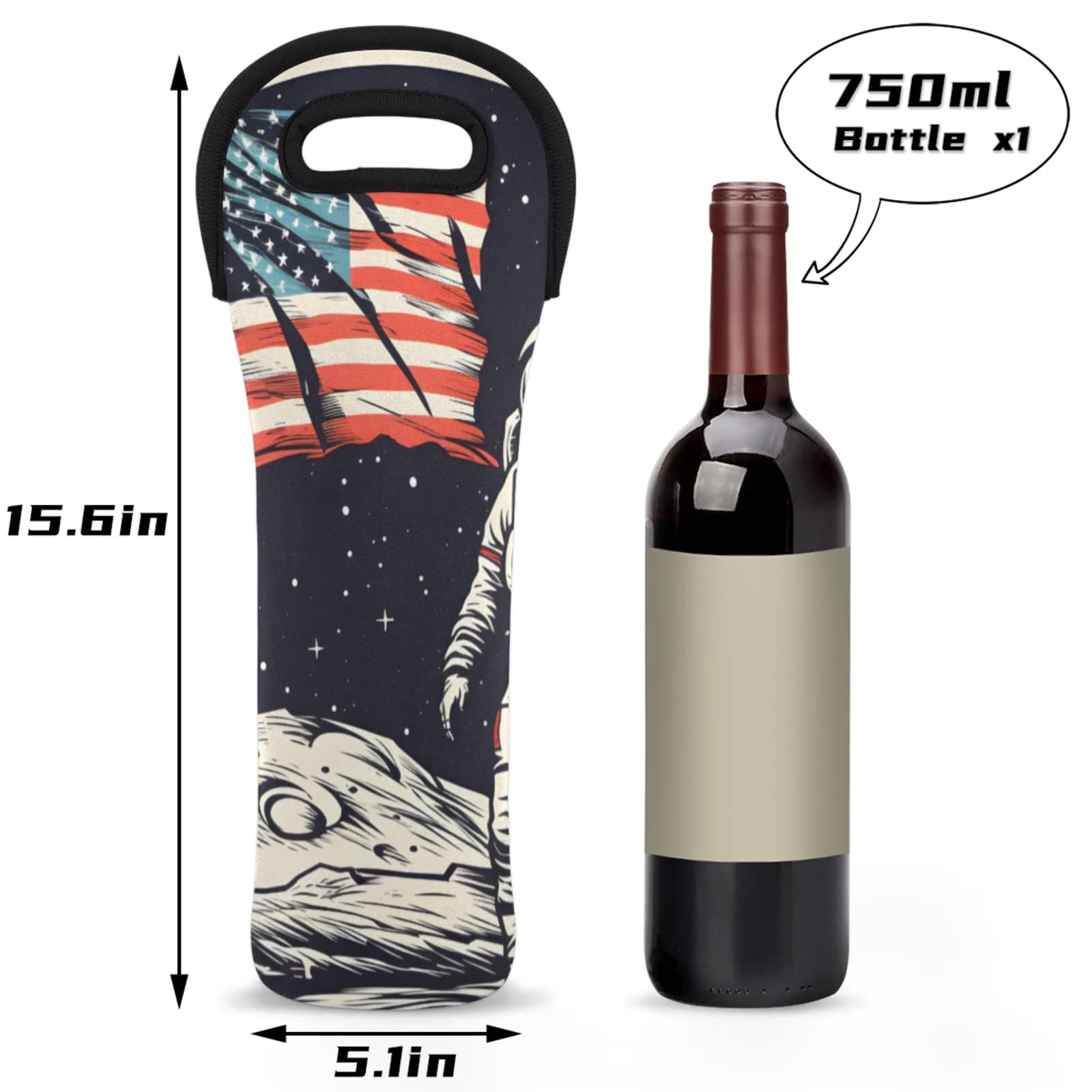 Neoprene Wine Tote Carrier Bag for Wine,Water, Champagne, Beer, Baby Bottles 15.6 x 5.1 Inches, Protective Wine Bag,Aerospace