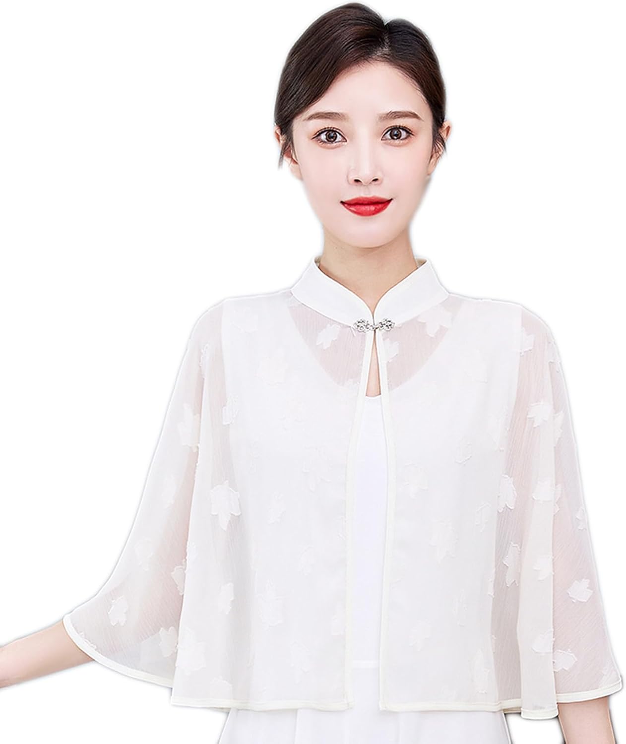 [AYBTO] シフォン カーディガン 夏 マント 薄手 UV ボレロ レディース 春夏 ケープ ショート丈 長袖 薄手 シースルー