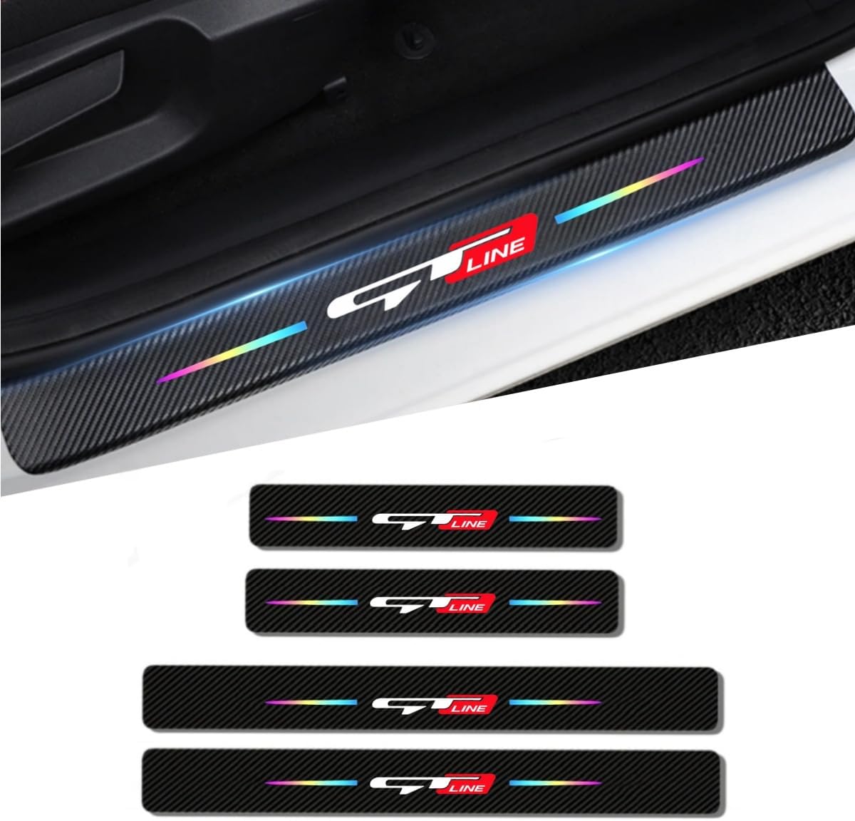 4PCS car Door sill Protector Stickers Carbon Fiber Texture