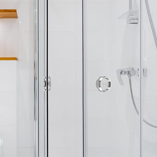 Miniatura 9 de VILLCASE Manija de puerta de cristal de ducha de acero inoxidable, perilla redonda de puerta de vidrio, perilla de puerta de ducha corredera,