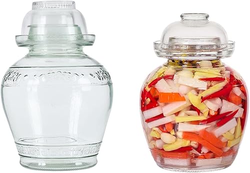 Miniatura 1 de Aosnttol Tarro de fermentación en tarro de pepinillos, kit de fermentación con sello de agua, tarro de vidrio con tapa Paocai Jar Crock Pot para
