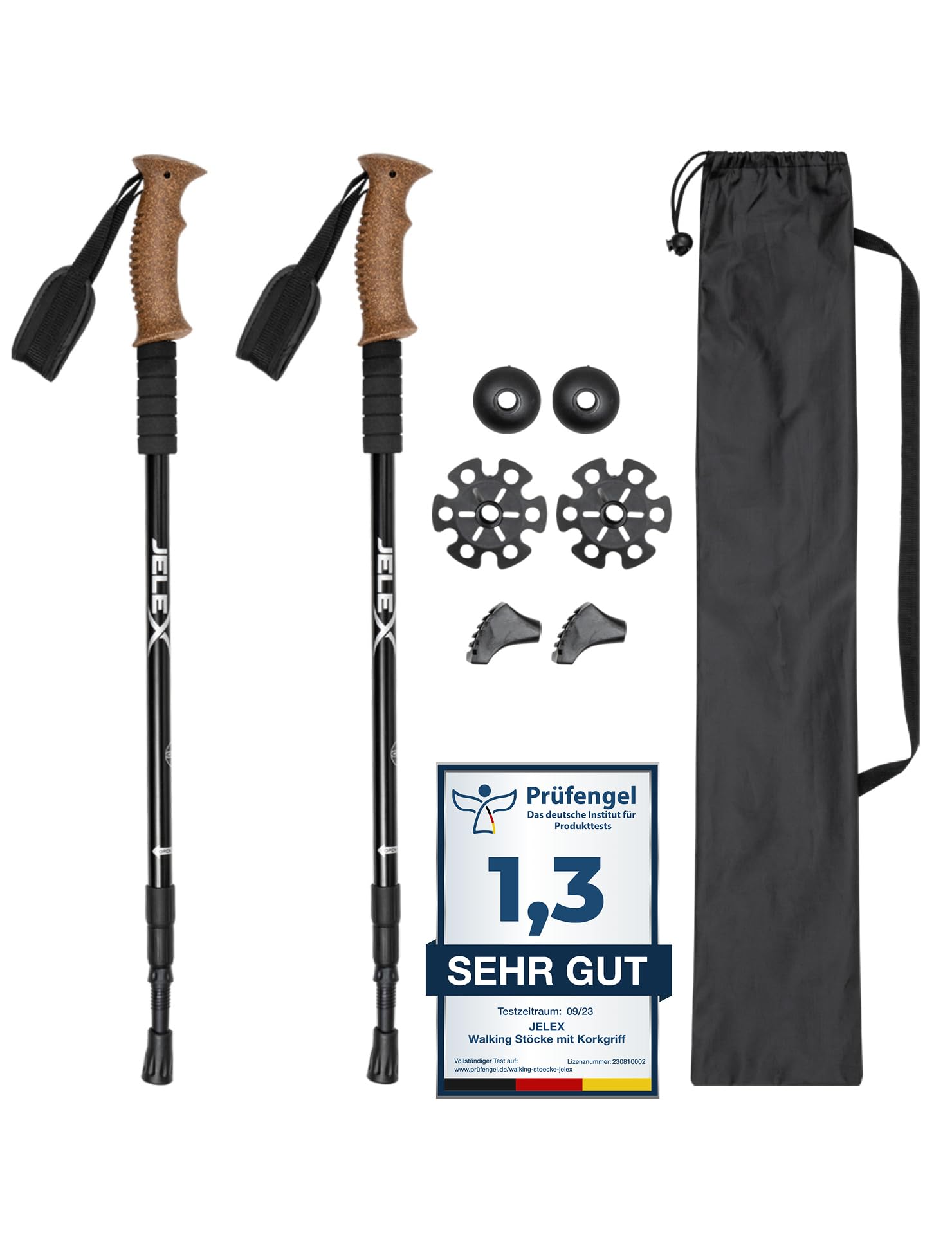 JELEX Nature Bastoncini Da Trekking Telescopici Regolabili – Antishock Con Accessori – Ultraleggeri In Alluminio 66-137cm