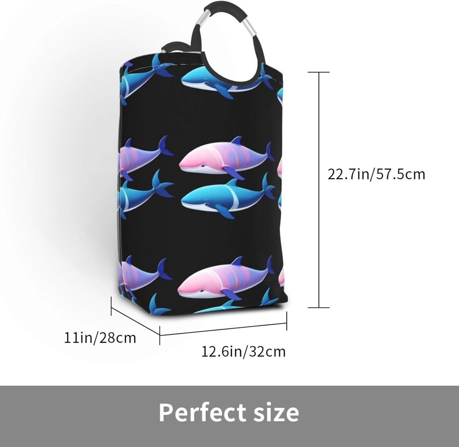 Nautical Whale Foldable storage bag, 50L capacity, suitable for laundry room, dormitory bedroom, dirty clothes storage basket.