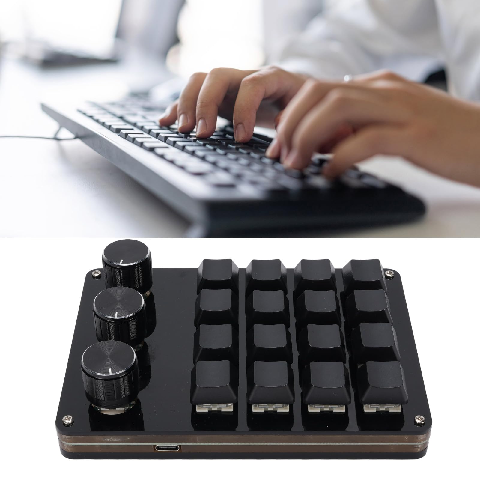Tastierino Programmabile Tastierino Macro Meccanico 16 Tasti 3 Manopole Tastiera Programmabile Personalizzata Sostituibile a Caldo