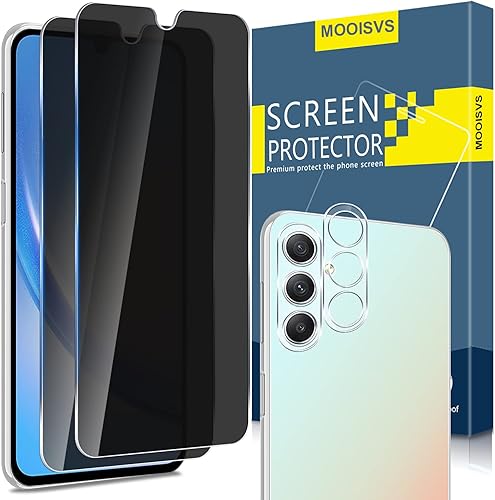 MOOISVS Protector de pantalla de vidrio templado de privacidad + cobertura completa para Samsung Galaxy A54 5G, película de vidrio templado ultra