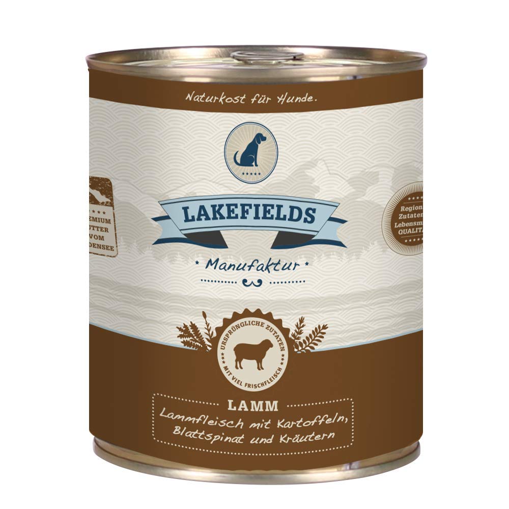 Lakefields MANUFAKTUR Menu jagnięcina 61% zawartości mięsa dla psów, wymiary: 18 x 800 g