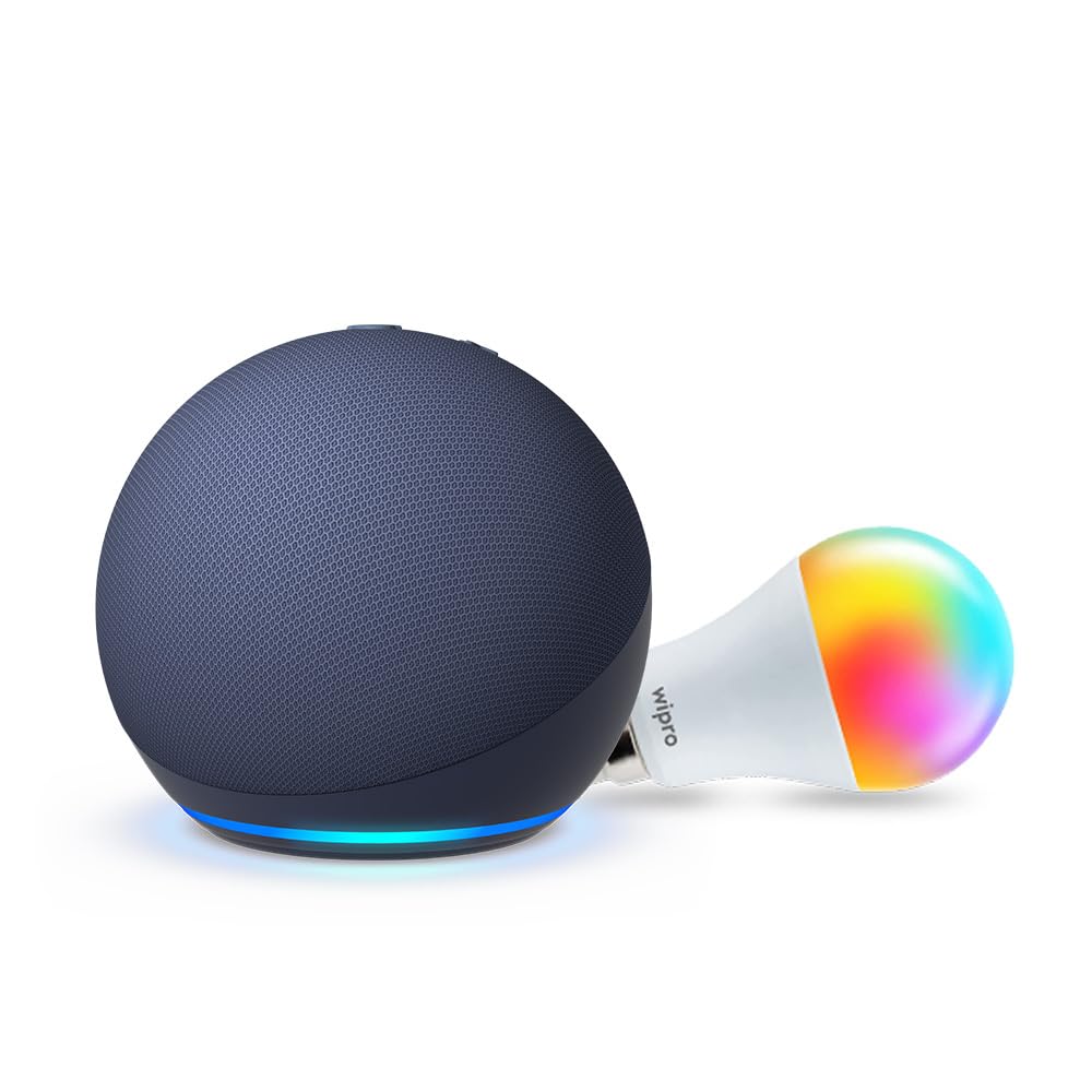 Amazon Echo Dot (5th Gen, Blue) Combo with Wipro 12W LED Smart Color Bulb-picture-25