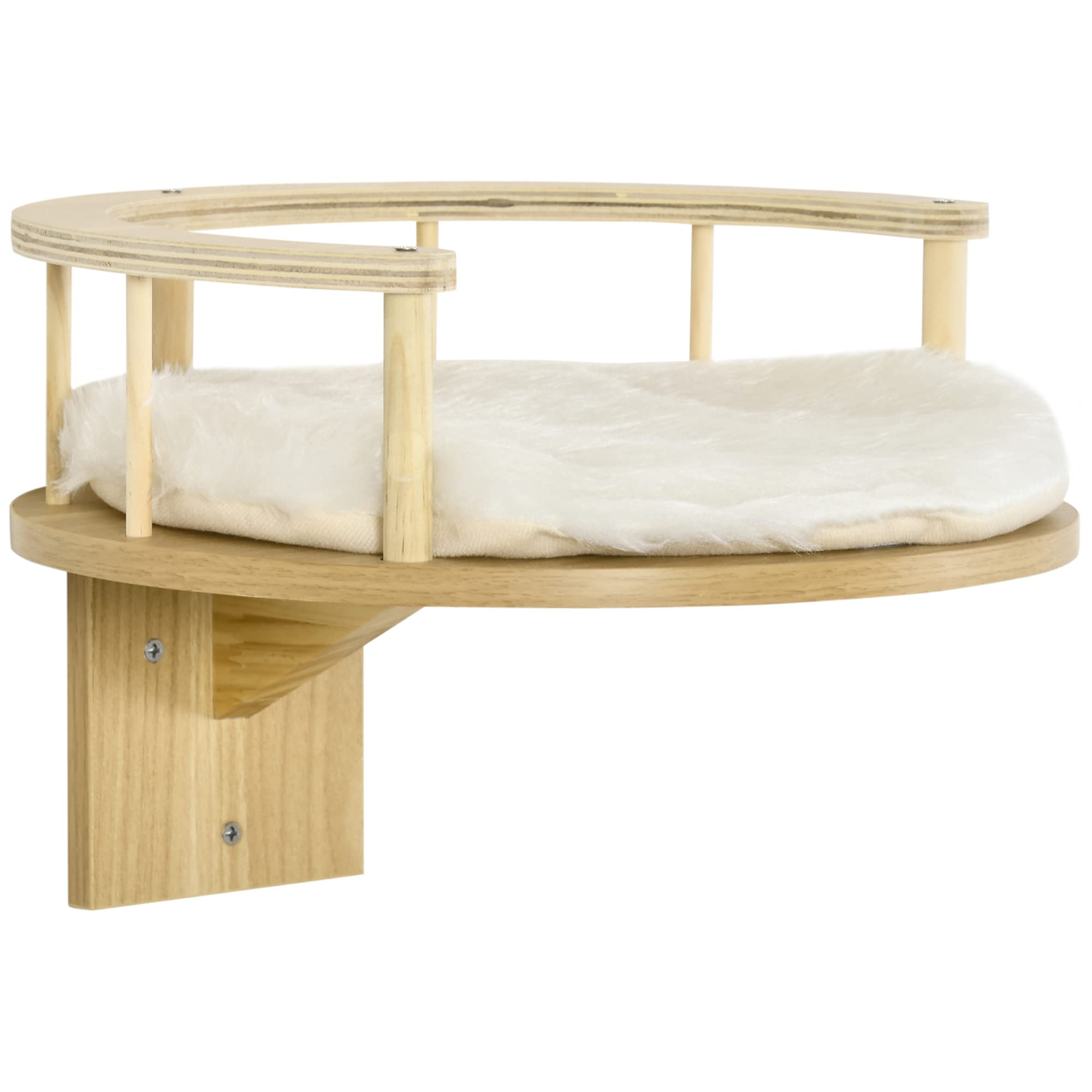 PawHut muro trepador para gatos, tumbona para gatos para la pared, cama para gatos para montar en la pared, hamaca para gatos, plataforma para gatos con cojín, muebles para gatos, roble+crema blanco,