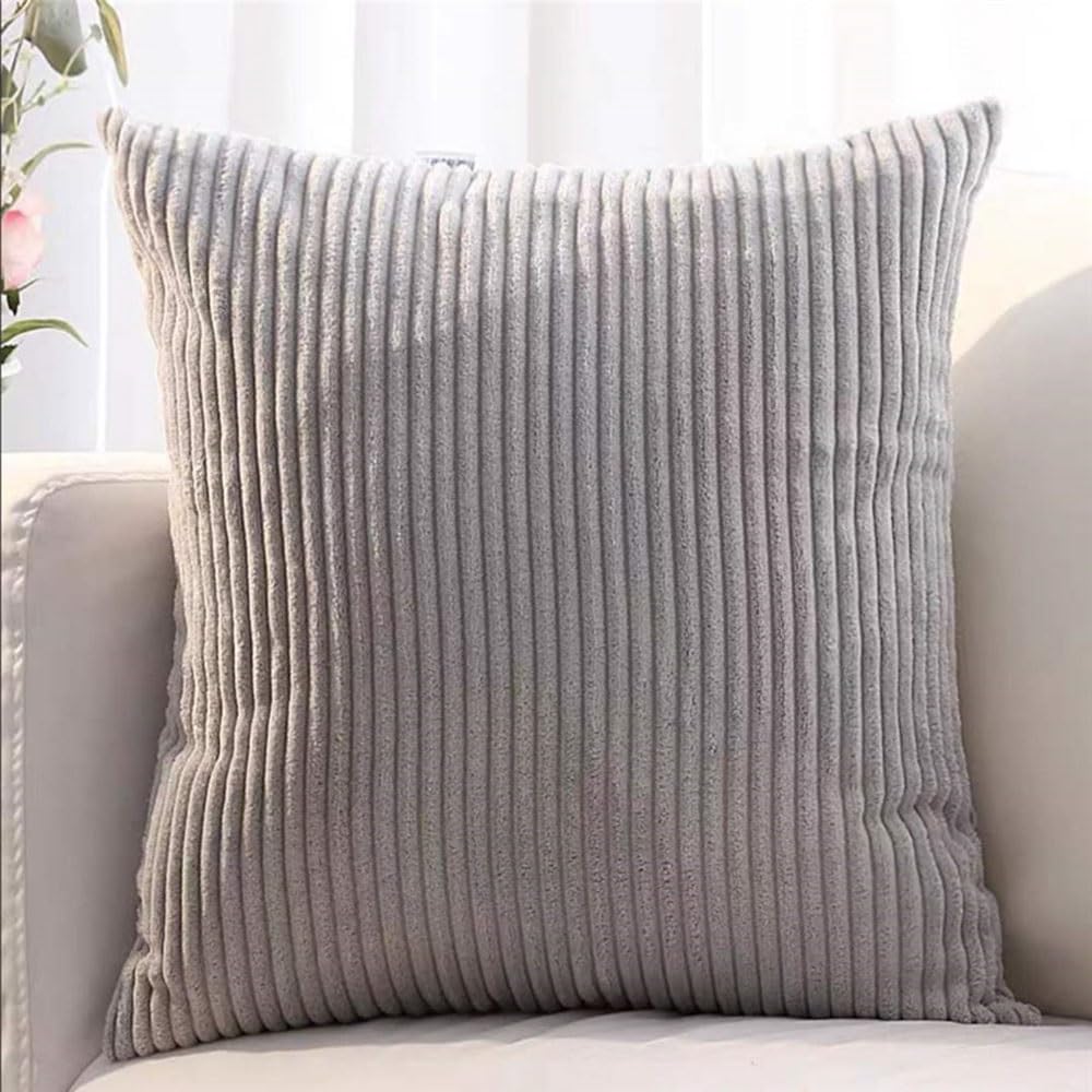 SWJ-swjssb Kissenbezug 80x80, 2er Set,Sofa Kissenbezüge 65x65,Kord Zierkissenbezug Dekokissen Sofakissen Bezug Groß Kissenhülle Dekorative Weiche Zierkissenbezüge Kissen Bezug(Hellgrau,45x45 cm) Küche, Haushalt & Wohnen