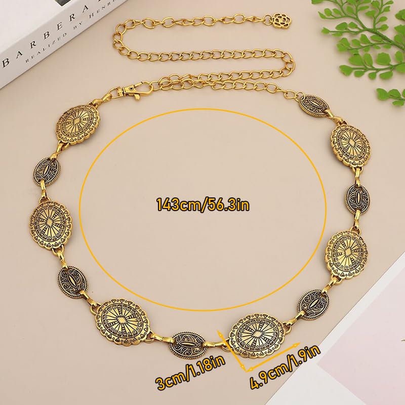 Western Metal Belt for Women - Cowgirl Chain Decorative Belt with Adjustable Buckle2
