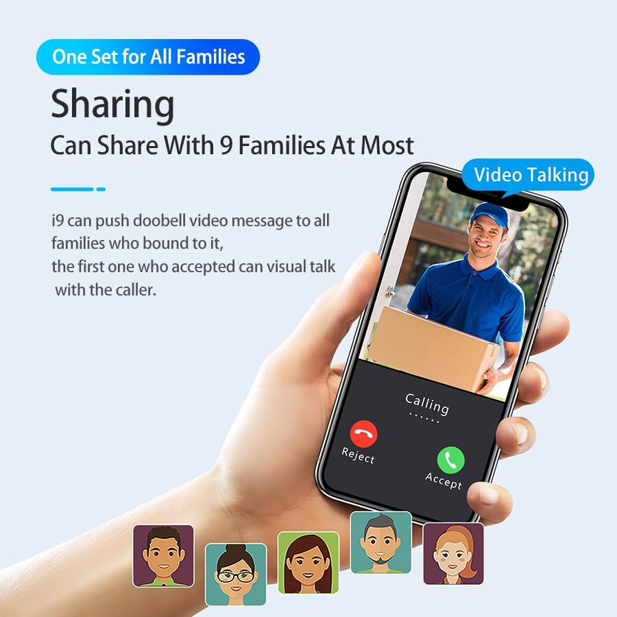 Miniatura 5 de Timbre inalámbrico con timbre, batería de 4000 mAh, timbre inteligente de visión nocturna, detección de movimientocaptura de visitantesseguridad