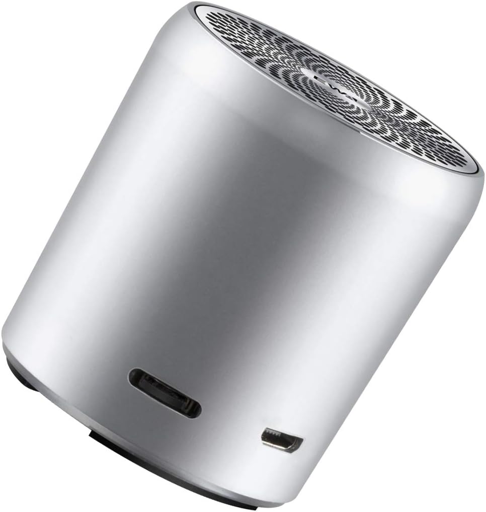 EWA Mini Metal Bluetooth Speaker A107, Bass Radiator Enhance Impactive Bass, Powerful HD Sound (Silver)