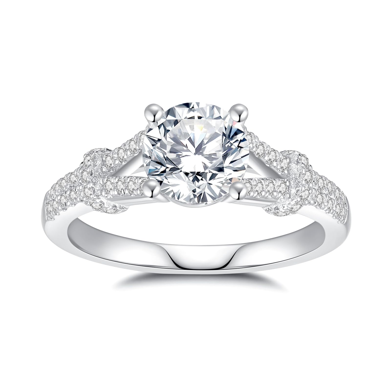 ZHOANLE Moissanite Round Halo Ring