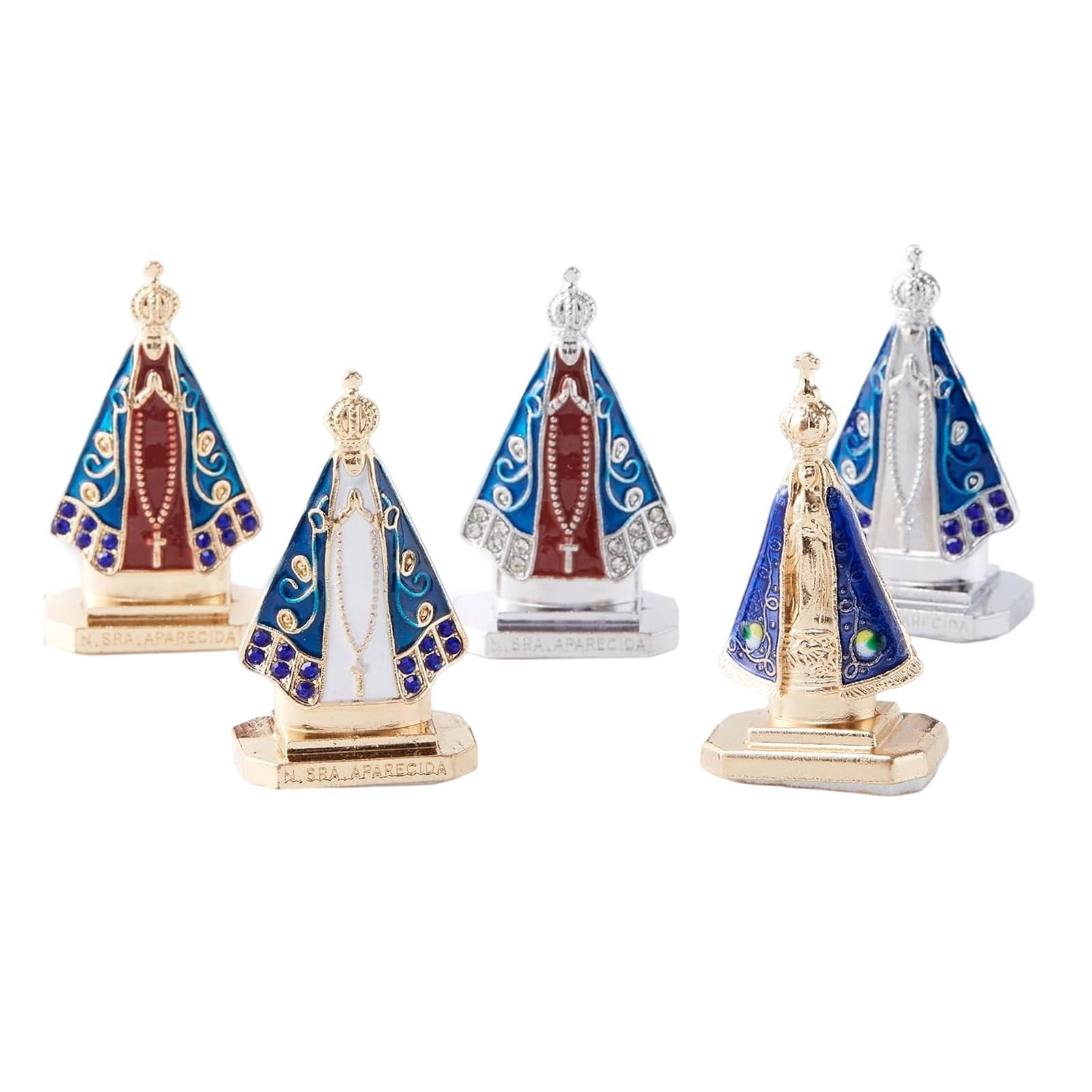 Lerpwige Metal Spiritual Prayer Figurines Virgins Marys Figurines Nossa Senhora Aparecida Statue Tabletop Ornament Religious Gift Spiritual Prayer Figurine