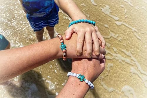 Miniatura 5 de Fahlo Pulsera de seguimiento de tortuga marina, elástica, soporta la conservación de tortugas marinas, talla única para hombres y mujeres, Piedra,