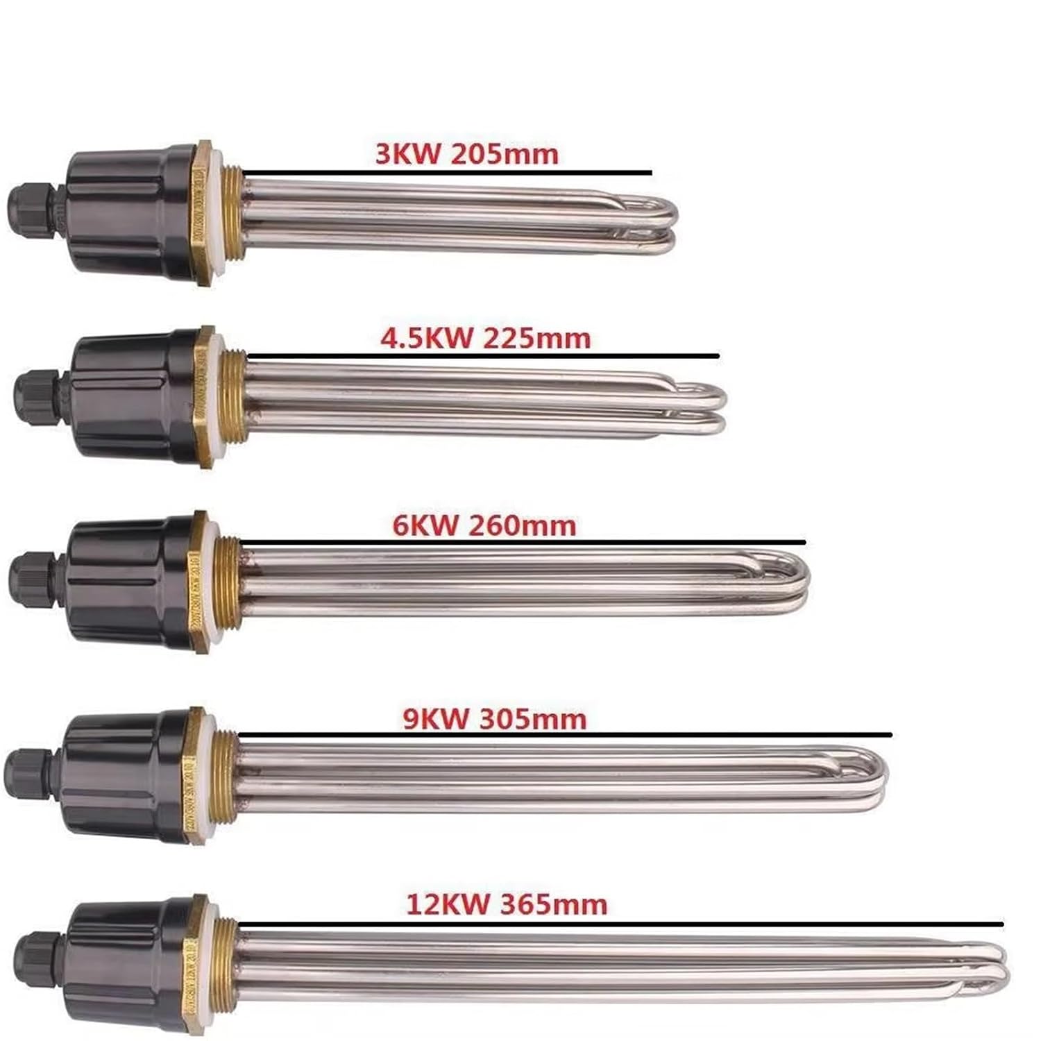220V/380V Water Heater Industrial Electric Heating Element DN32/DN40 Immersion Resistance 3kw/4.5kw/6kw/9kw/12KW SUS304 1Pcs(DN32,220V_9KW)