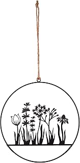 UNUS Aufhänger Blumenornament aus Metall zum Aufhängen Wanddeko Türdeko 25cm schwarz