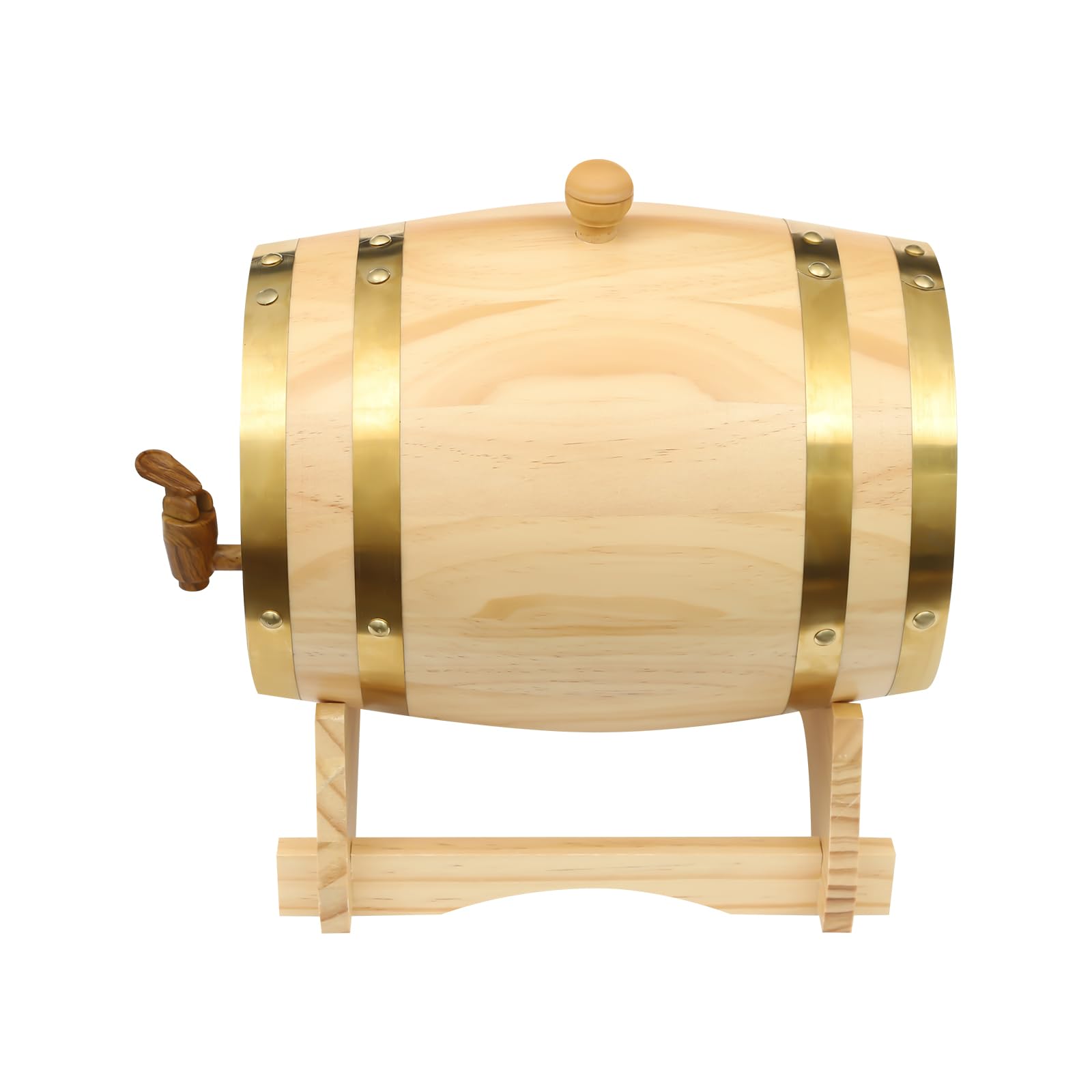Barril de roble de 5 litros con soporte de madera y grifo, barril de vino de pino premium refinado y hermoso, barril de madera de whisky moderno a prueba de fugas para whisky bourbon tequila vinagre