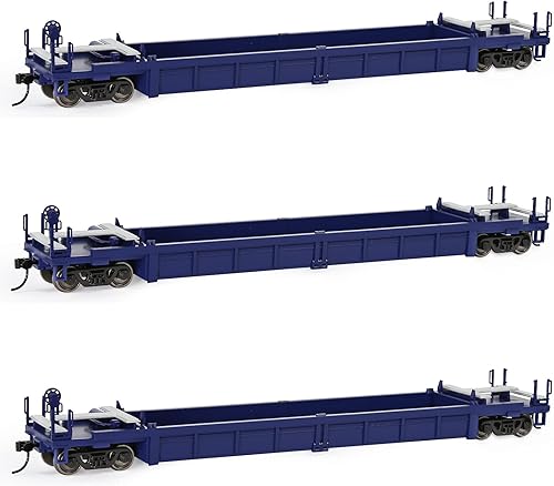 Miniatura 19 de Evemodel C8749 HO Scale 40ft Well Car 1:87 Fondo cóncavo 40' Carro de coche plano (3pcs - marrón) 3 piezas - marrón,1pc-marrón,3 unidades - azul,1