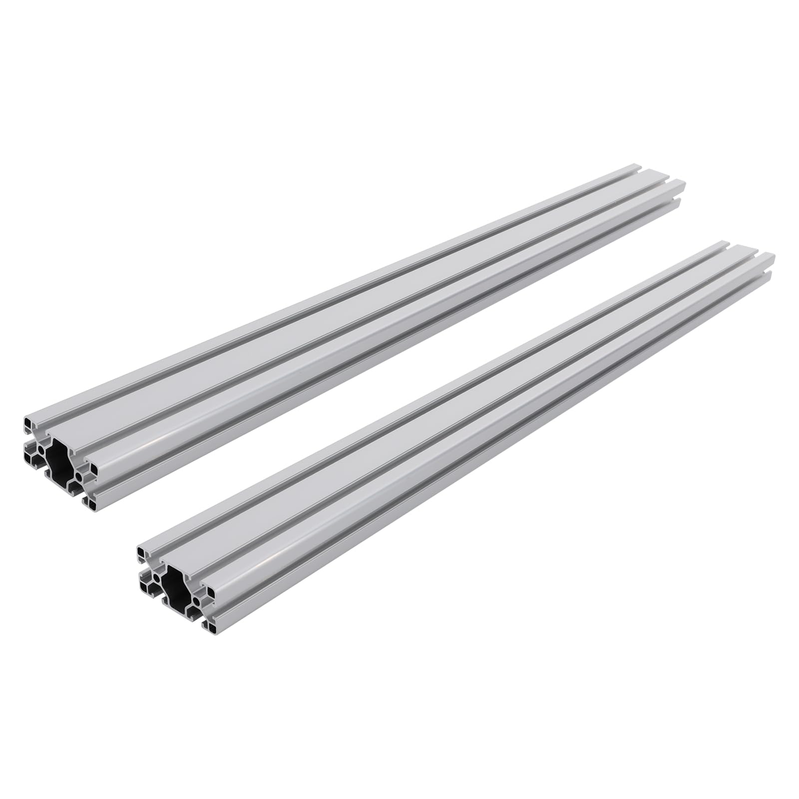 Profil aluminiowy, zestaw 2 profili aluminiowych z rowkiem T, 100 cm, grubość ścianki 1,5 mm, profile aluminiowe do drukarek, automatyczne maszyny do cięcia, CNC, projekty DIY, kolor srebrny