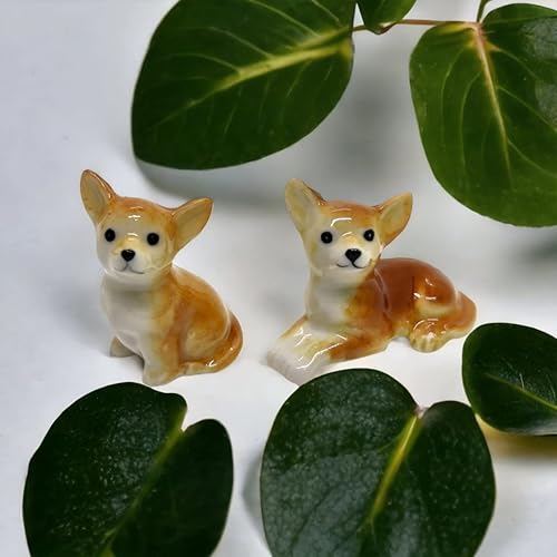 Miniatura 6 de WitnyStore Figura pequeña de perro mexicano de Chihuahua de pelo corto marrón de 1 pulgada  Miniatura hecha a mano pintada a mano para perros,
