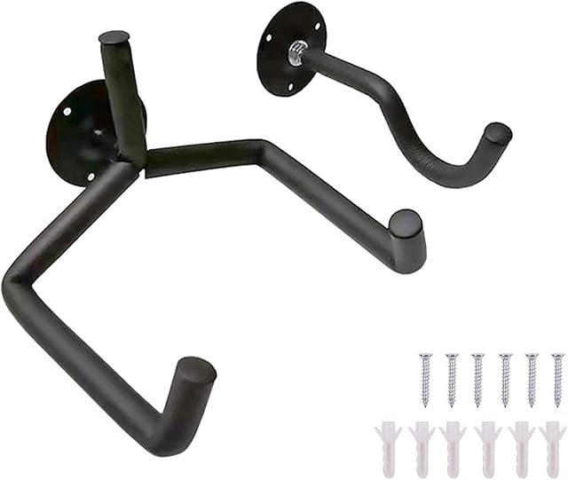 POHOVE Guitar Hanger, Guitar Wall Mount Bracket, Guitar Hook Guitar Holder Wall Mount, Black Metal Holder for Acoustic and Electric Guitars,Horizontal Wall Hanger Guitar Bass Display Rack