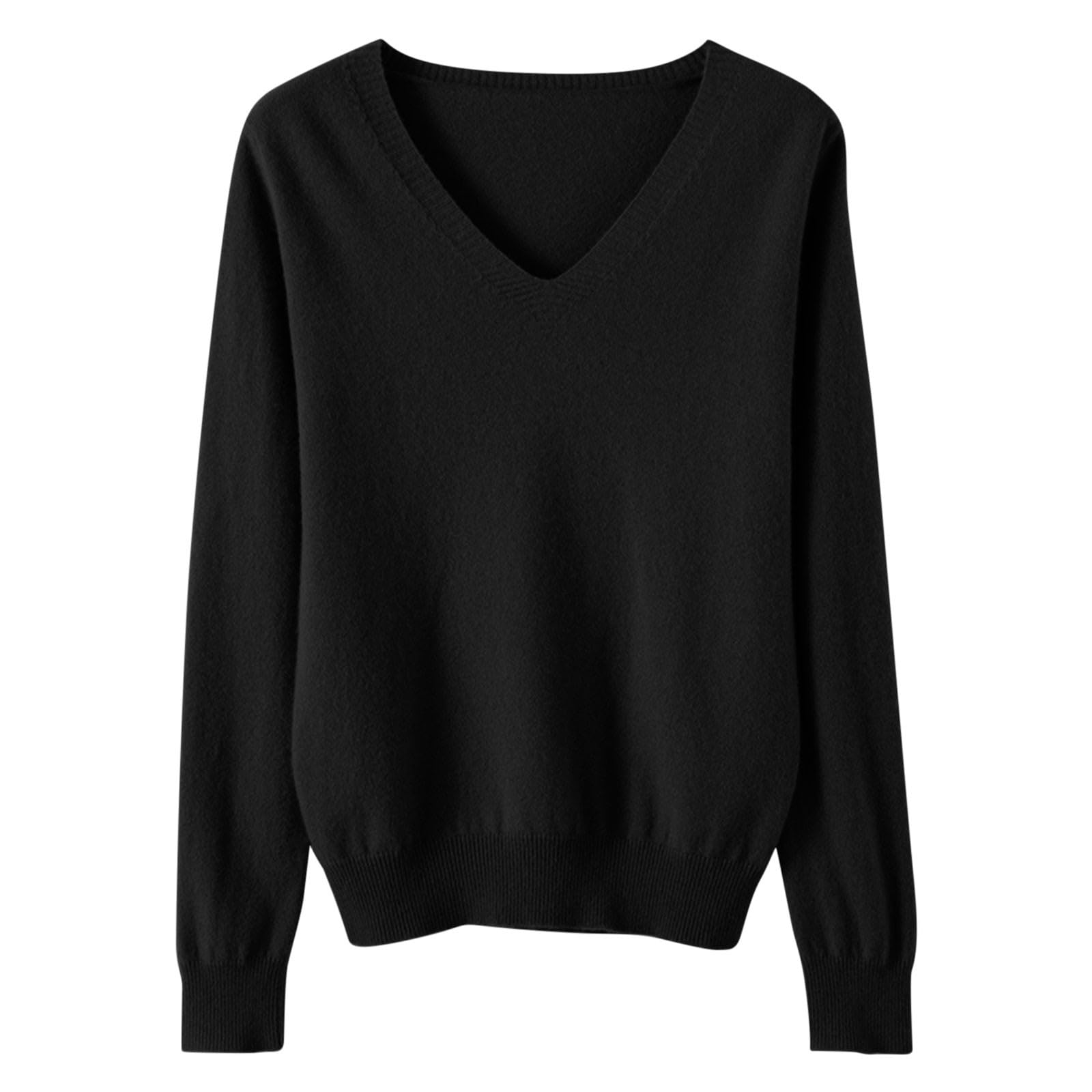 Womens V Neck Lightweight Comfy Shirts Knitted Long Sleeve Sweaters Casual Sweater Vacation Outfit Sweater Tops