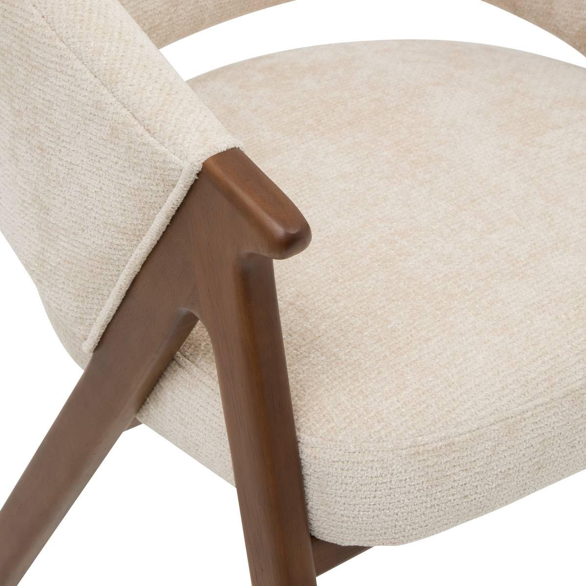 Atmosphera - Fauteuil de Table amza h.79cm Beige Noyer