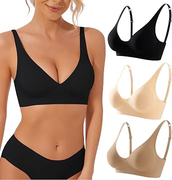 Deep V Bra Low Cut Sexy Push Up Bralettes for Women Padded Comfy Smoothing Wireless Lifting Bras Seamless Bralette