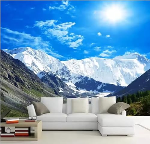 pdghsdkgjh Mural Wallpaper Blue Sky Snow Mountain Scenery Wall Paper Living Room Bedroom Home Decor,3D,150x105cm