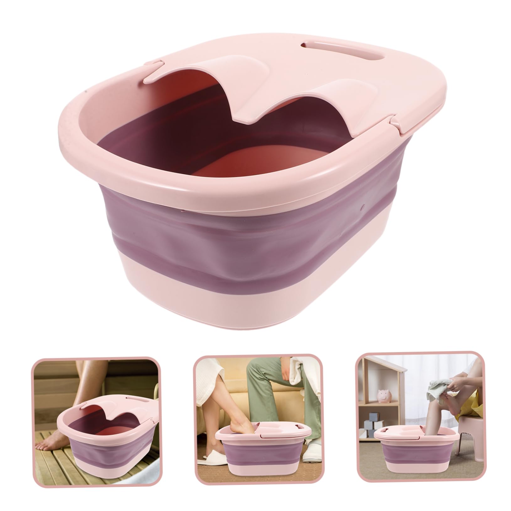 Bacinella Pieghevole per Pediluvio Rosa in Plastica e Silicone | Uso Outdoor e Travel, Funzione Self-service Massage, Aiuta a Rilassare i Piedi