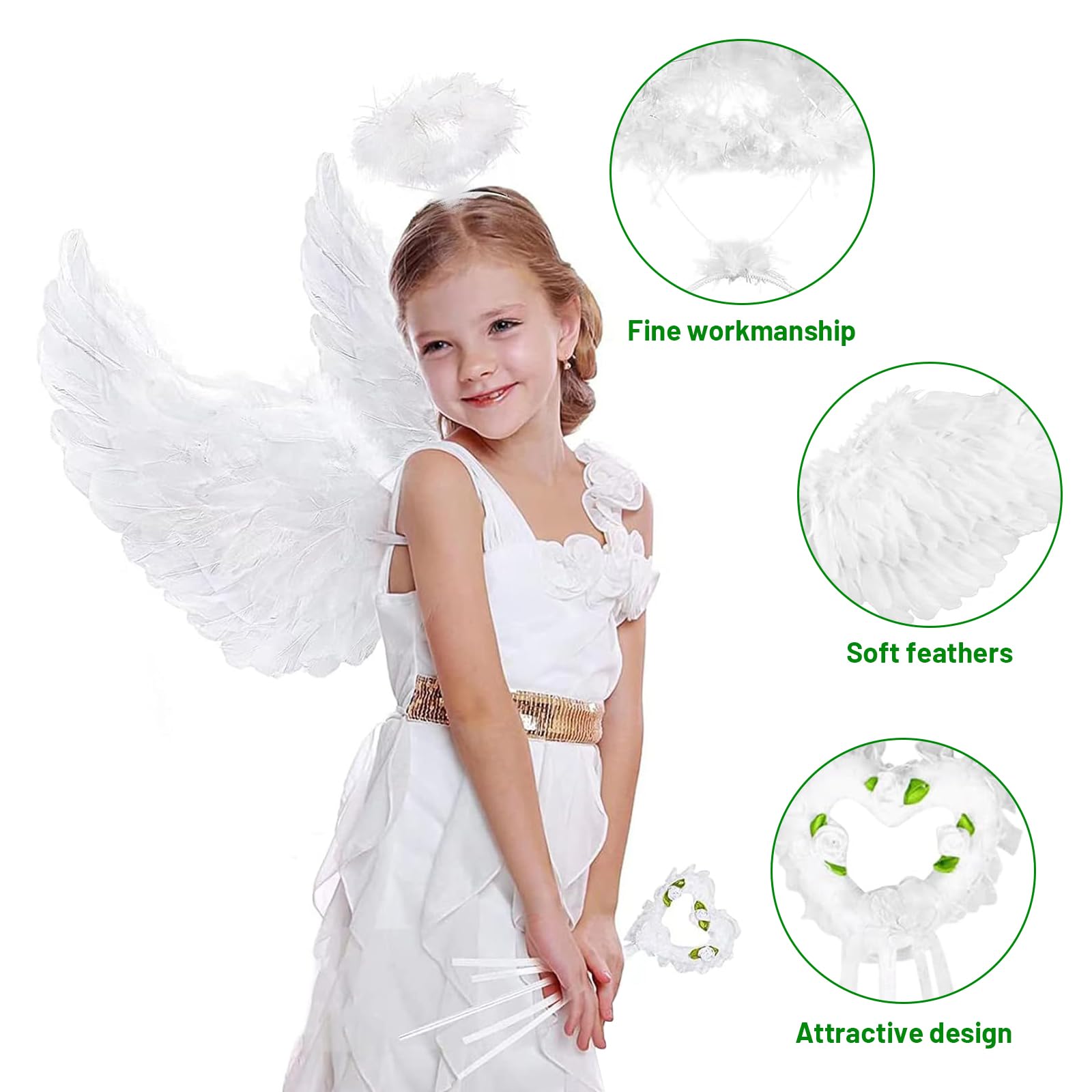 Disfraz Angel Niño Alas De ángel Blancas, Alas De ángel Pequeñas,  Cumpleaños De Niña Alas Blancas Disfraz, image size:1600x1600