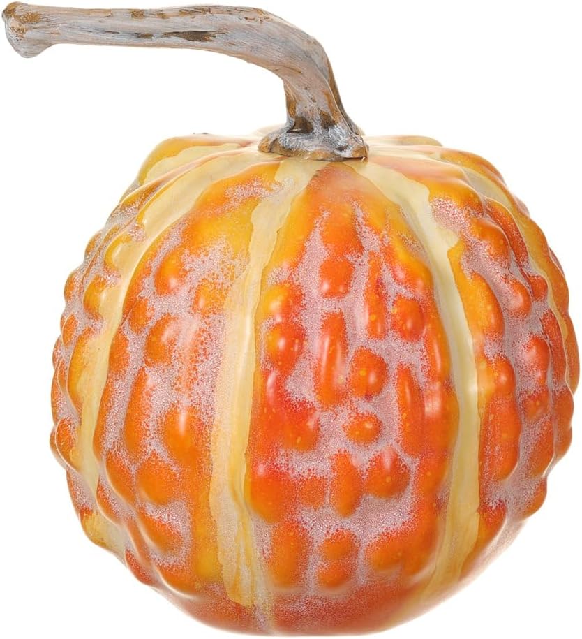 8.5" Hx6.5 W Artificial Textured Pumpkin -Yellow/Green (Pack of 6)