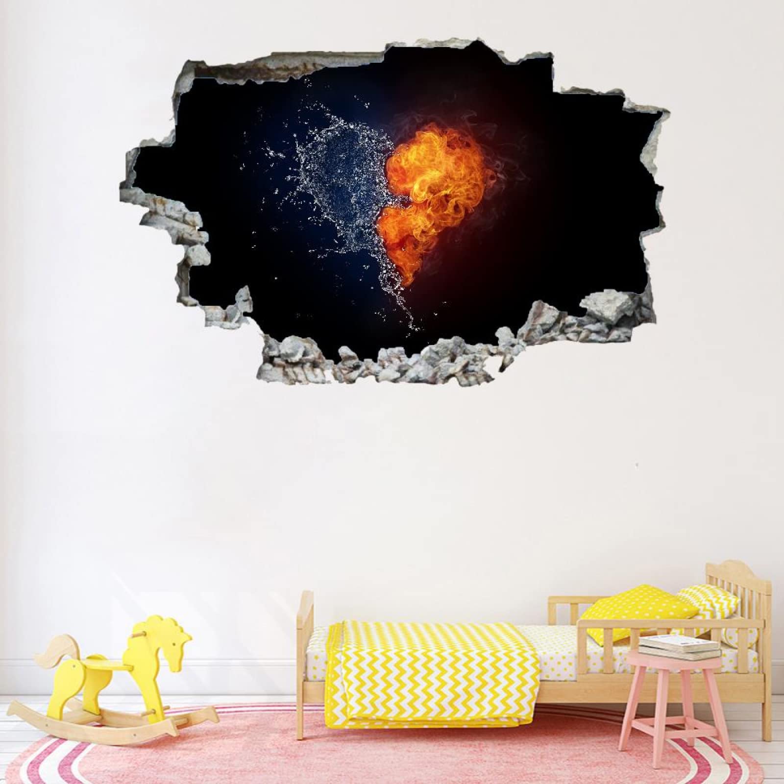 Decalcomanie Da Muro Art 3D Fracassato Cuore Adesivi Murali Removibili Astratto Carta Da Parati Camera Da Letto Autoadesivo Per Ragazze Camera Da Letto Nursery Home Decor Gift 80x120cm
