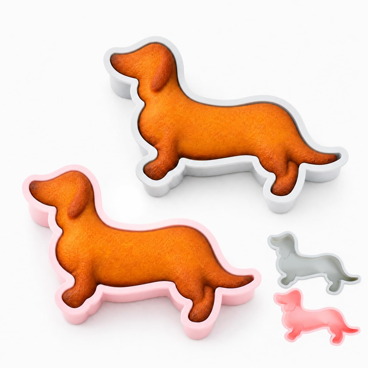 Moule en silicone teckel Kichvoe lot de 2 pour chocolat et biscuit
