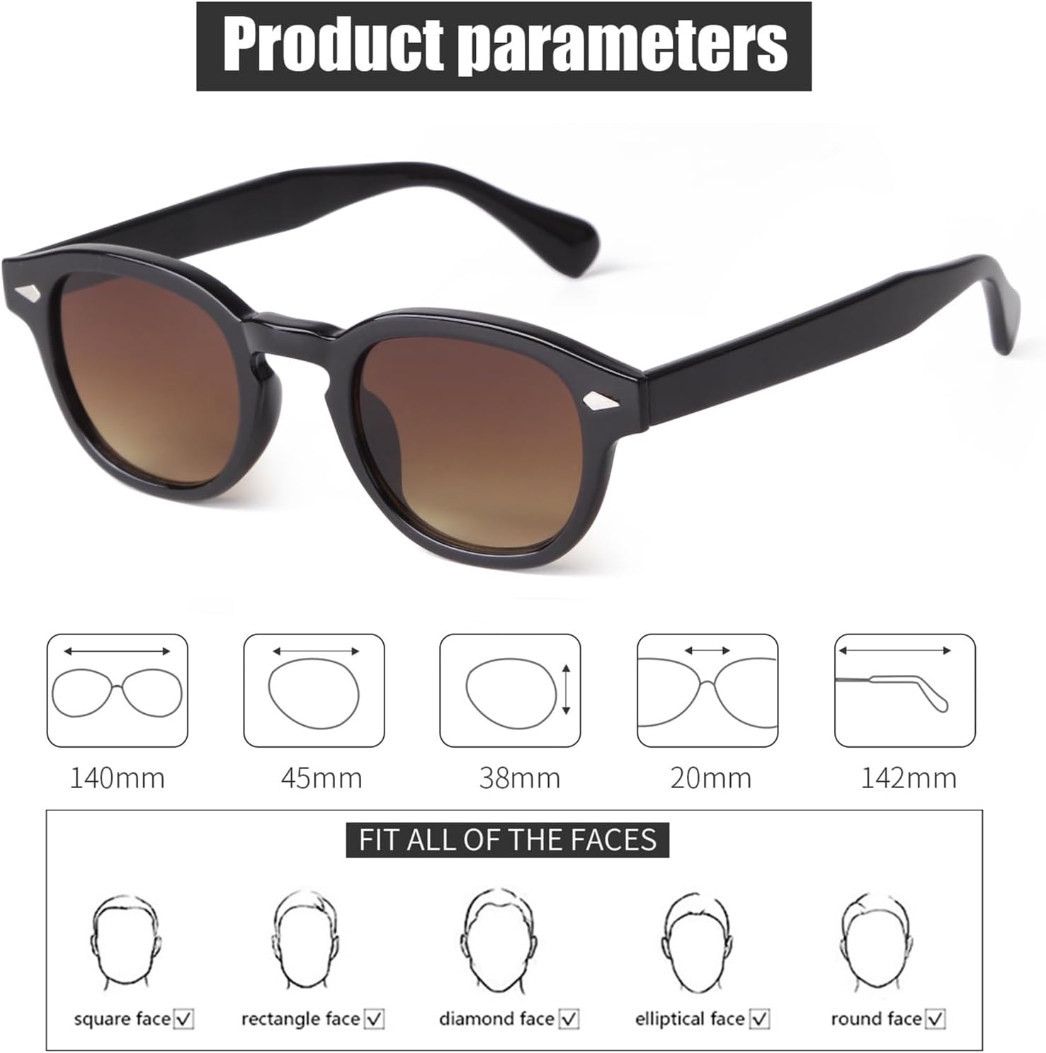 ADE WU Retro Round Sunglasses for Women Men Vintage Small Circle Frame Tinted Sun Glasses Unisex Stylish 46mm - Image 4