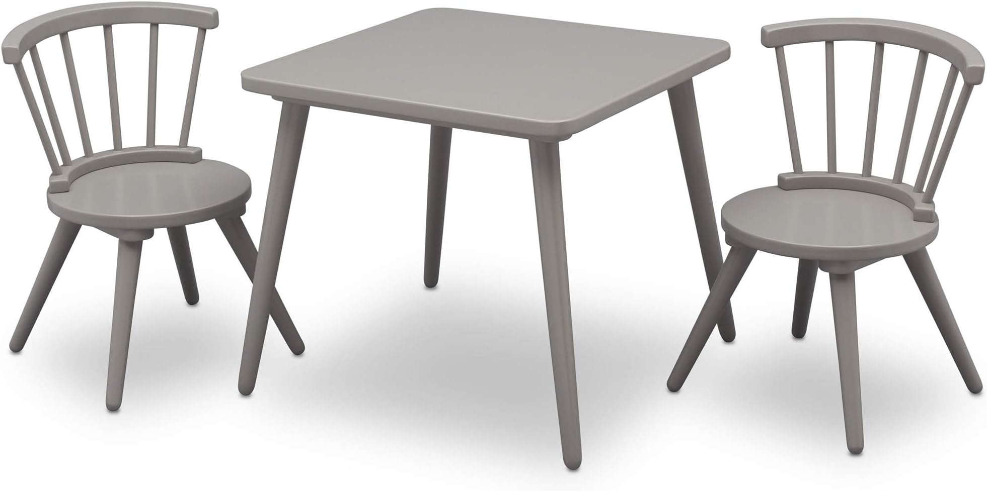 Windsor Kids Wood Table Chair Set (2 Chairs Included) - Ideal for Arts & Crafts, Snack Time, Homeschooling, Homework & More, Greenguard Gold Certified, Grey