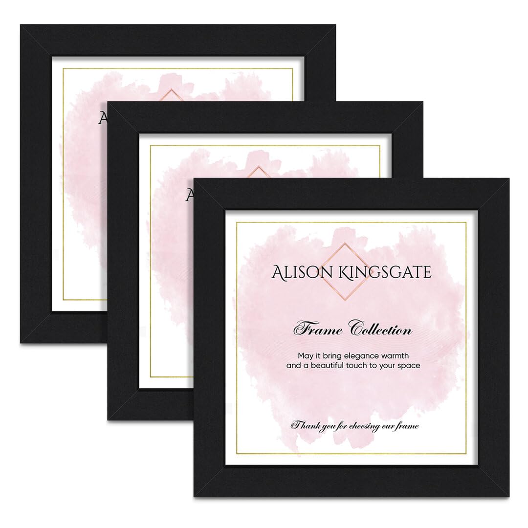 Alison Kingsgate 50X50CM Matte Black Modern Photo Frames Pack of 3 - Engineered Wood Picture Frame with Perspex Front - Ideal for Certificates - Wall Mount or Tabletop - Multiple Sizes & Colors — image 1