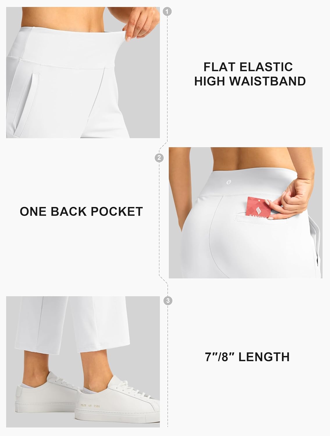 SANTINY Women's Pants with 3 Pockets 7/8 High Waisted Stretch Ankle Pants for Women Golf Casual Travel Athletic Work - Image 4