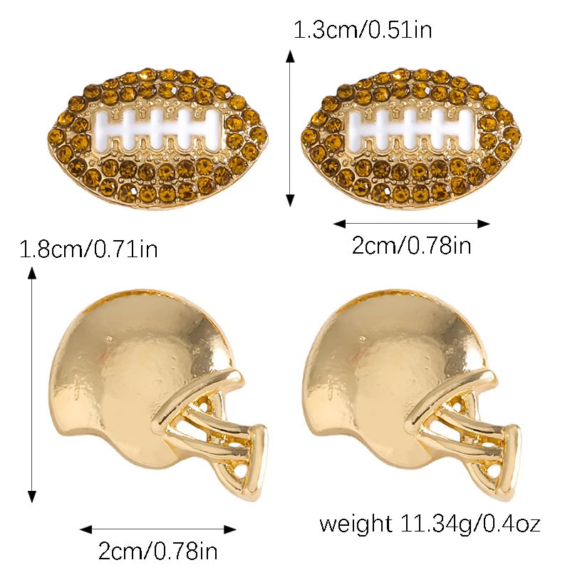 2Pcs Glitter Sports Earrings Stud For Women Rhinestone Baseball Football Basketball Rubby Earrings Funny Sports Fans Lover Gifts TOUCH Helmet Sport Ball Stud Jewelry2