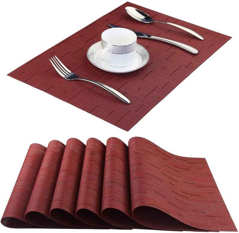 Heat Resistant Non-Slip Place Mats Placemats Table Washable Vinyl Woven for Kitchen Dining Room(White-Dinosaur Doodle4)