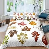 YANGMENGDAN DUVETWEI® Ensemble de Housse de Couette 3 pièces (Housse Couette 260x240cm/2 x Taies Oreiller 65x65cm) Modèle de Feuille Aquarelle Mode Simple